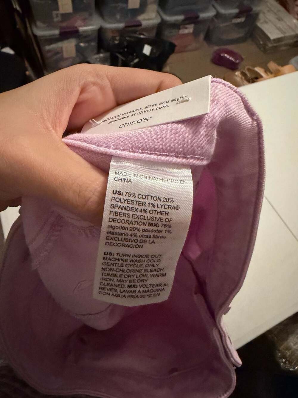 Chico's So Slimming High Rise Wide Leg Eyelet Jeans Lavender 1.5 US 10 - Picture 7 of 11